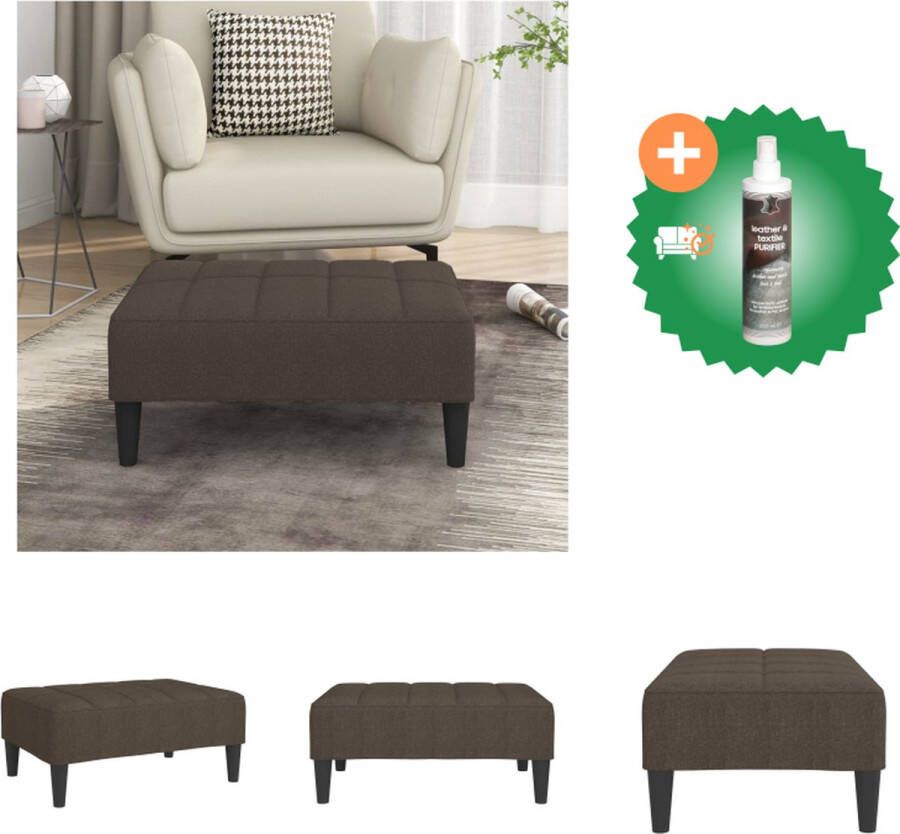 VidaXL Voetenbank Bruin 78 x 56 x 32 cm Stof Kunststof met houtlook en multiplex Voetenbankje Inclusief Reiniger