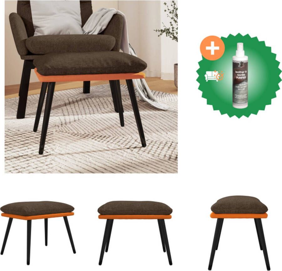 VidaXL Voetenbank 45x29-5x35 cm stof en kunstleer bruin en oranje Voetenbankje Inclusief Reiniger