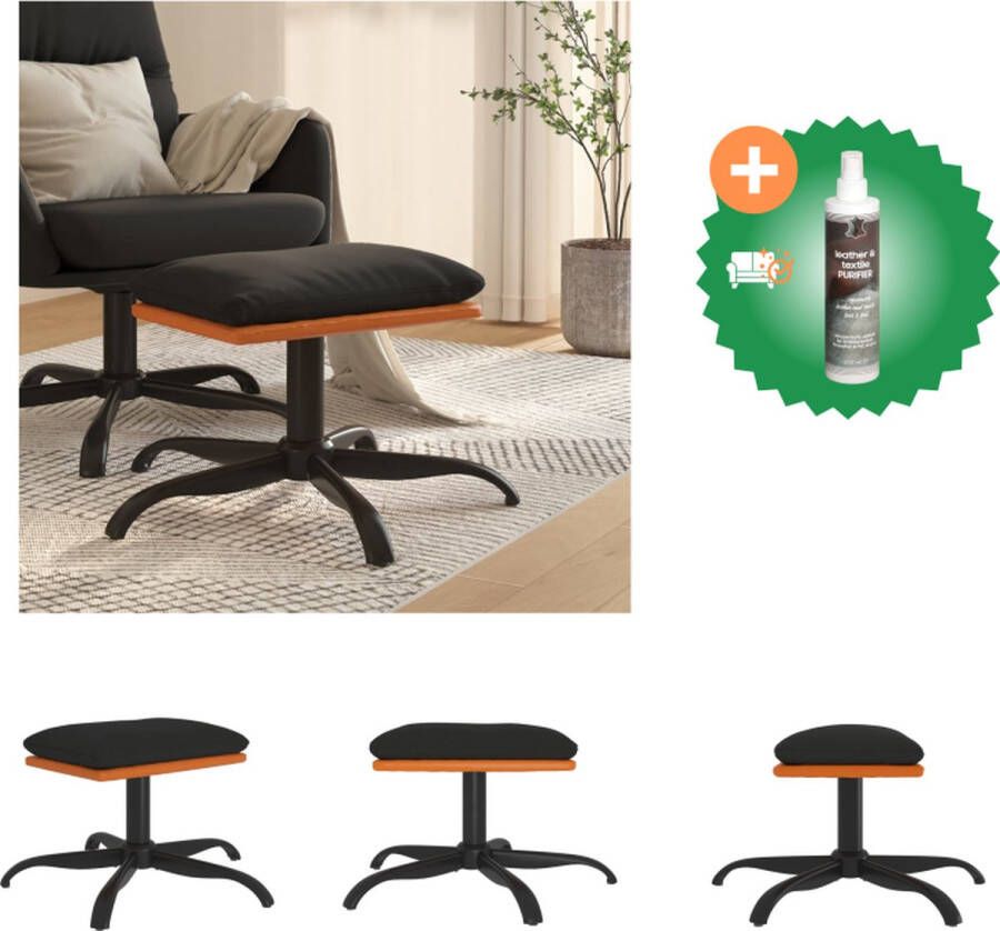 VidaXL Voetenbank Comfort Meubel 60 x 60 x 36 cm Zwart stof Bruin kunstleer Voetenbankje Inclusief Reiniger