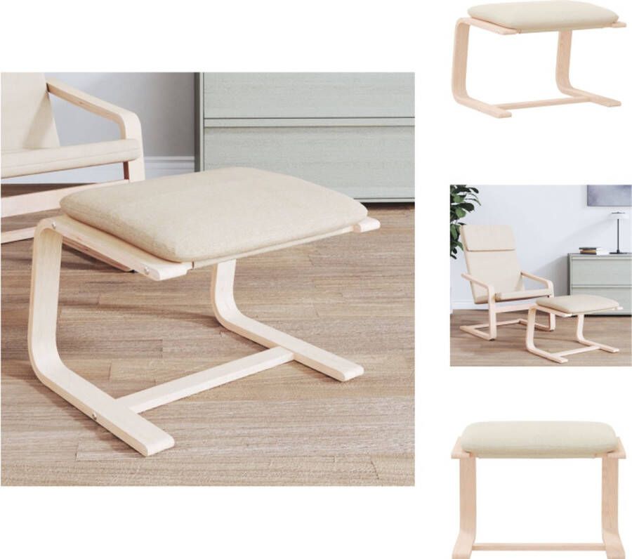 VidaXL Voetenbank Voetenbanken Voetenbankje Voetensteun Voetenbank 51x41x40 cm stof crèmekleurig - Foto 2