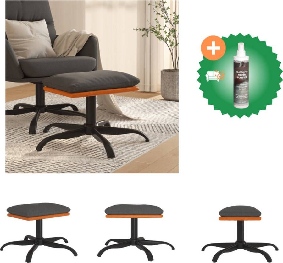 VidaXL Voetenbank Meubels 60 x 60 x 36 cm Donkergrijs Zwart- Polyester Kunstleer Voetenbankje Inclusief Reiniger