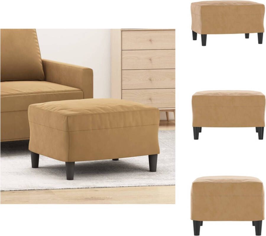 VidaXL Voetenbank Voetenbanken Voetenbankje Voetensteun Voetenbank 60x50x41 cm fluweel bruin - Foto 3