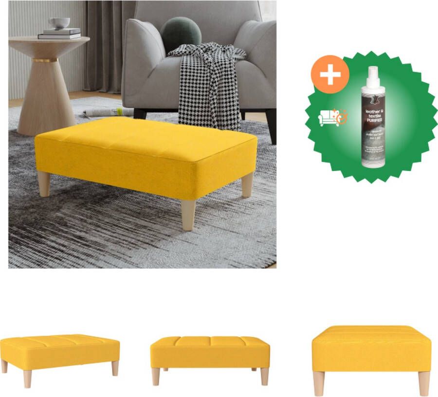 VidaXL Voetenbank Geel 78 x 56 x 32 cm Stof kunststof en multiplex Voetenbankje Inclusief Reiniger - Foto 2