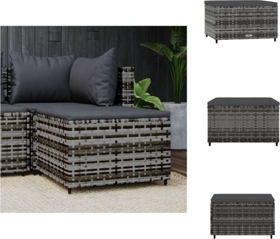 VidaXL Voetensteun Voetsteunen Voetbank Voetenbank Voetensteun met kussen poly rattan grijs