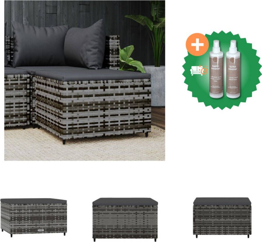 VidaXL Voetenbank Grijs 55 x 55 x 31 cm PE-rattan Stalen frame Poef Inclusief Onderhoudsset
