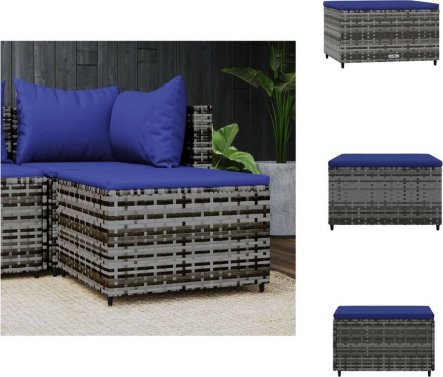 VidaXL Voetenbank Grijs 55 x 55 x 31 cm Weerbestendig PE-rattan Stevig stalen frame Modulair ontwerp Comfortabel kussen Verstelbare poten Poef - Foto 2