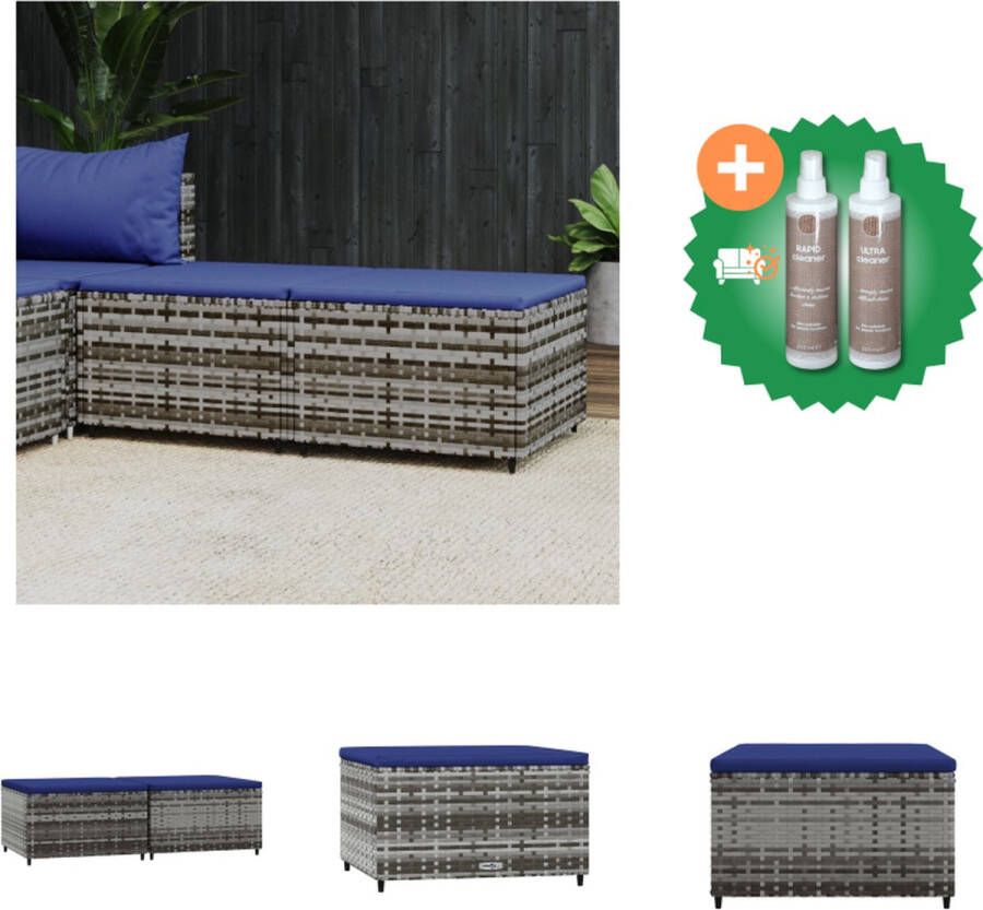 VidaXL Voetenbank Grijs 55x55x31 cm Verstelbare poten Inclusief 2 x zitkussen Poef Inclusief Onderhoudsset