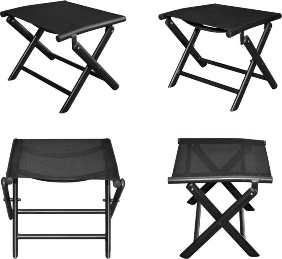 VidaXL Voetenbank inklapbaar aluminium en textileen zwart Voetenbank Voetenbankje Voetstoel Opvouwbare Voetenbank - Foto 2