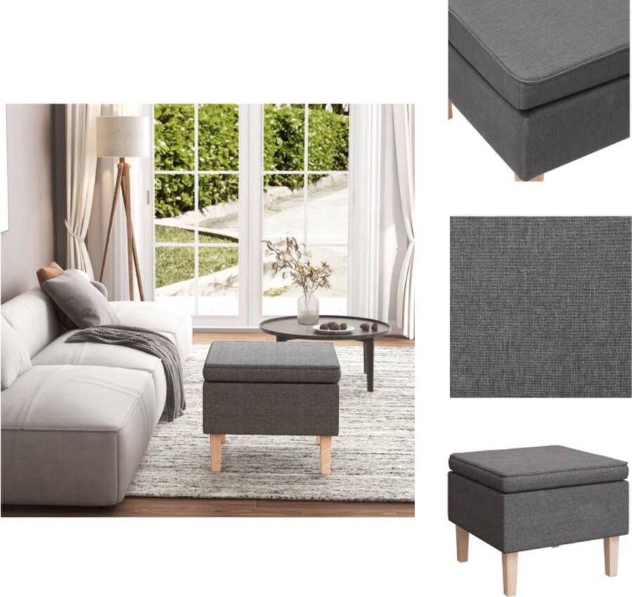 VidaXL Voetenbank Lichtgrijs Stof 55 x 54.5 x 42 cm Vierkante Houten Poten Krukje - Foto 3