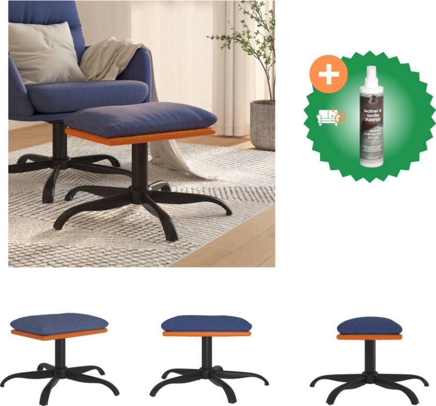 VidaXL Voetenbank Modern design 60 x 60 x 36 cm Blauwe stof en bruin kunstleer Voetenbankje Inclusief Reiniger