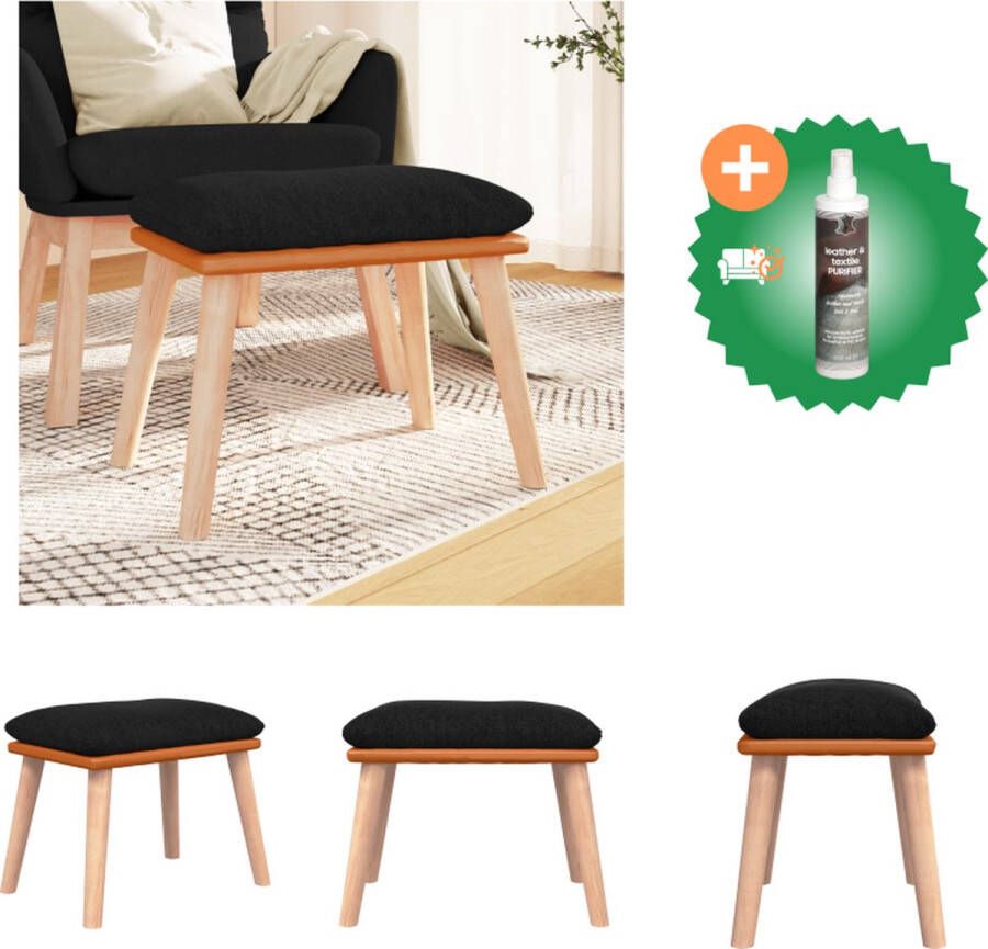 VidaXL Voetenbank Modern Meubel 45x29.5x35 cm Houten poten Zwart Voetenbankje Inclusief Reiniger