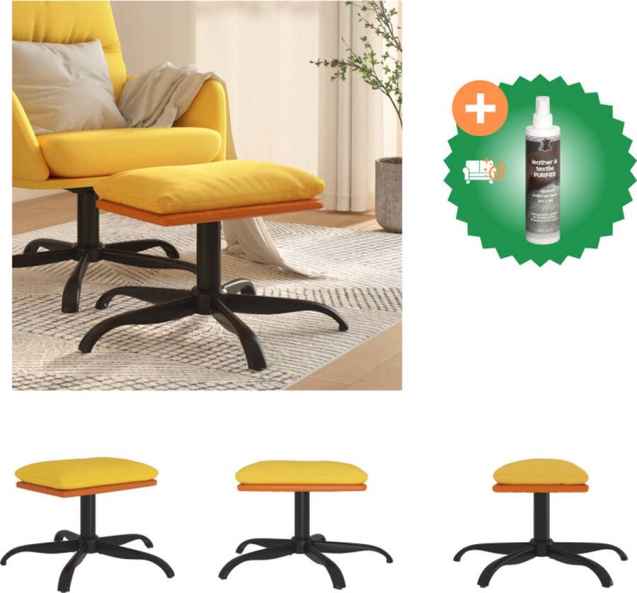 VidaXL Voetenbank 60x60x36 cm stof en kunstleer mosterdgeel Voetenbankje Inclusief Reiniger