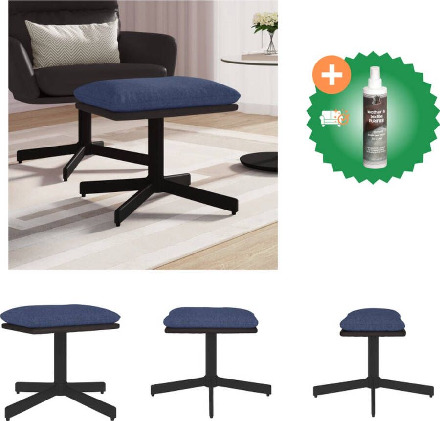 VidaXL Voetenbank Modern design 60 x 60 x 36 cm Blauwe stof en bruin kunstleer Voetenbankje Inclusief Reiniger - Foto 2