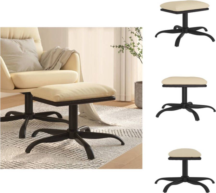 VidaXL Voetenbank Voetenbanken Voetenbankje Voetensteun Voetenbank 60x60x36 cm stof en kunstleer crèmekleurig - Foto 2