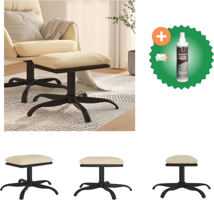 VidaXL Voetenbank Modern Stof Kunstleer 60x60x36cm Crème Bruin Voetenbankje Inclusief Reiniger