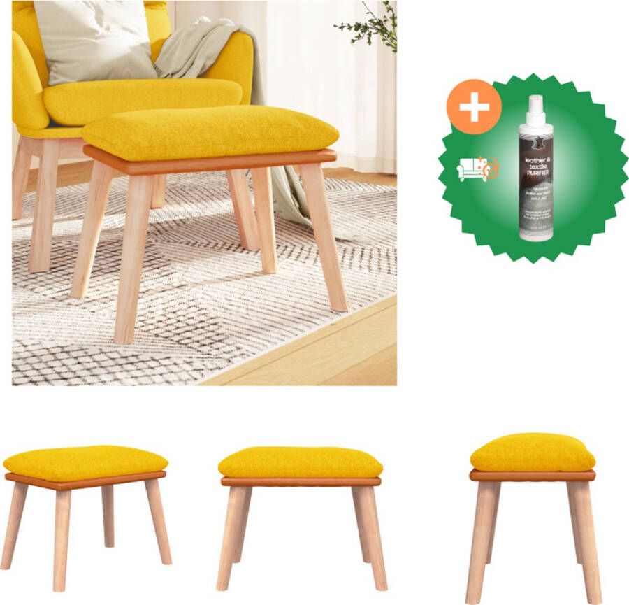 VidaXL Voetenbank Comfortabele en stabiele kruk Mosterdgeel 45 x 29.5 x 35 cm Houten poten Voetenbankje Inclusief Reiniger