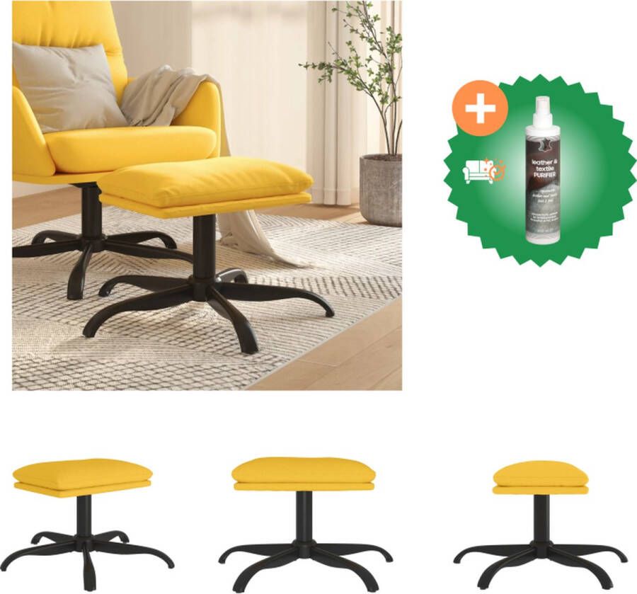 VidaXL Voetenbank Mosterdgeel 60 x 60 x 36 cm Stof en metaal Voetenbankje Inclusief Reiniger