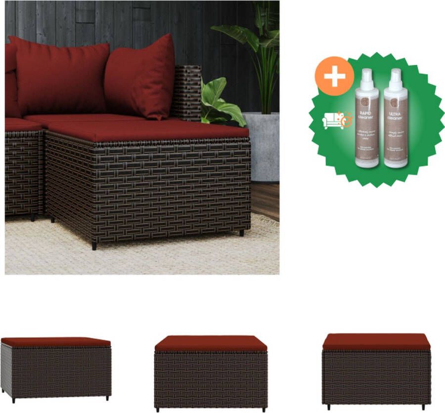 VidaXL Voetenbank Brown 55 x 55 x 31 cm Weatherproof PE-rattan and Steel Frame Poef Inclusief Onderhoudsset