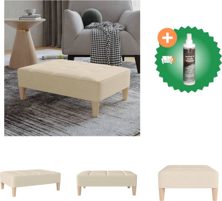 VidaXL Voetenbank Crème 78 x 56 x 32 cm Zachte stof Kunststof Multiplex Voetenbankje Inclusief Reiniger - Foto 3