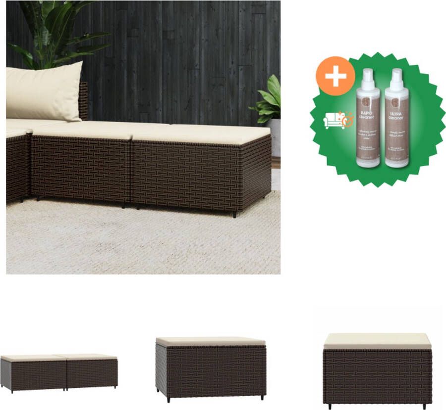 VidaXL Voetenbanken Bruin 55 x 55 x 31 cm Weerbestendig PE-rattan Comfortabel zitkussen Inclusief handleiding 2 stuks Poef Inclusief Onderhoudsset
