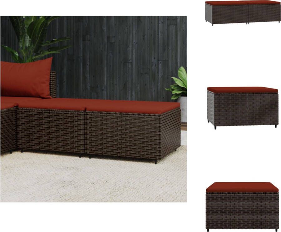 VidaXL Voetenbank Tuinmeubelen 55x55x31cm Weerbestendig Poly Rattan Stevig Stalen Frame Modulair Design Poef
