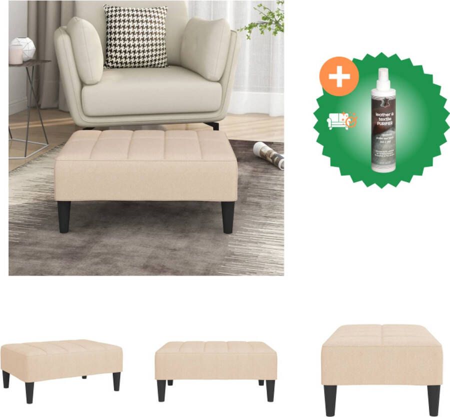 VidaXL Voetenbank Crème 78 x 56 x 32 cm Zachte stof Kunststof Multiplex Voetenbankje Inclusief Reiniger - Foto 2