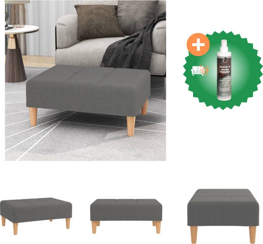 VidaXL Voetenbank Voetensteun 78 x 56 x 32 cm Lichtgrijs Polyester Kunststof Multiplex schuim Voetenbankje Inclusief Reiniger