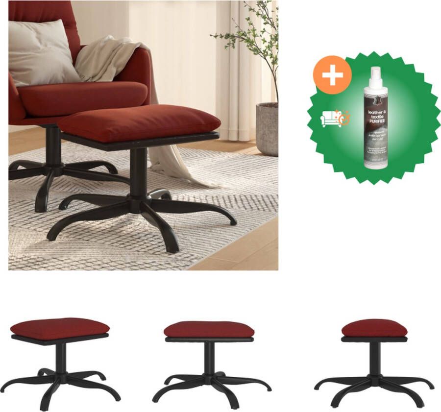 VidaXL Voetenbank Wijnrood-Zwart 60 x 60 x 36 cm Uniek ontwerp Metalen poten Voetenbankje Inclusief Reiniger