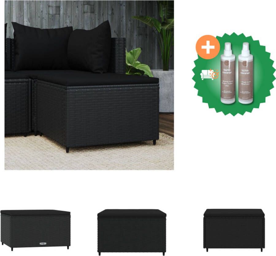 VidaXL Voetenbank Zwart 55x55x31 cm Weerbestendig Stalen frame Modulair ontwerp Comfortabel zitkussen Poef Inclusief Onderhoudsset