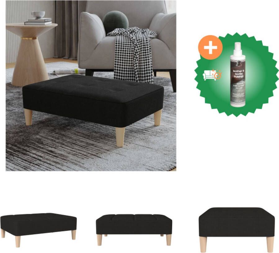 VidaXL Voetenbank Zwart 78 x 56 x 32 cm Stof Kunststof en Multiplex Voetenbankje Inclusief Reiniger