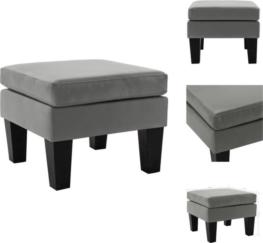 VidaXL Voetenbankje Grijs Kunstleer 54x54x43.5 cm Houten frame Voetenbankje
