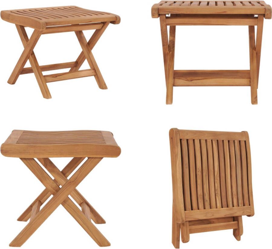 VidaXL Voetensteun inklapbaar 46-5x49x41-5 cm massief teakhout Voetensteun Voetensteunen Tuinkuk Tuinkrukken