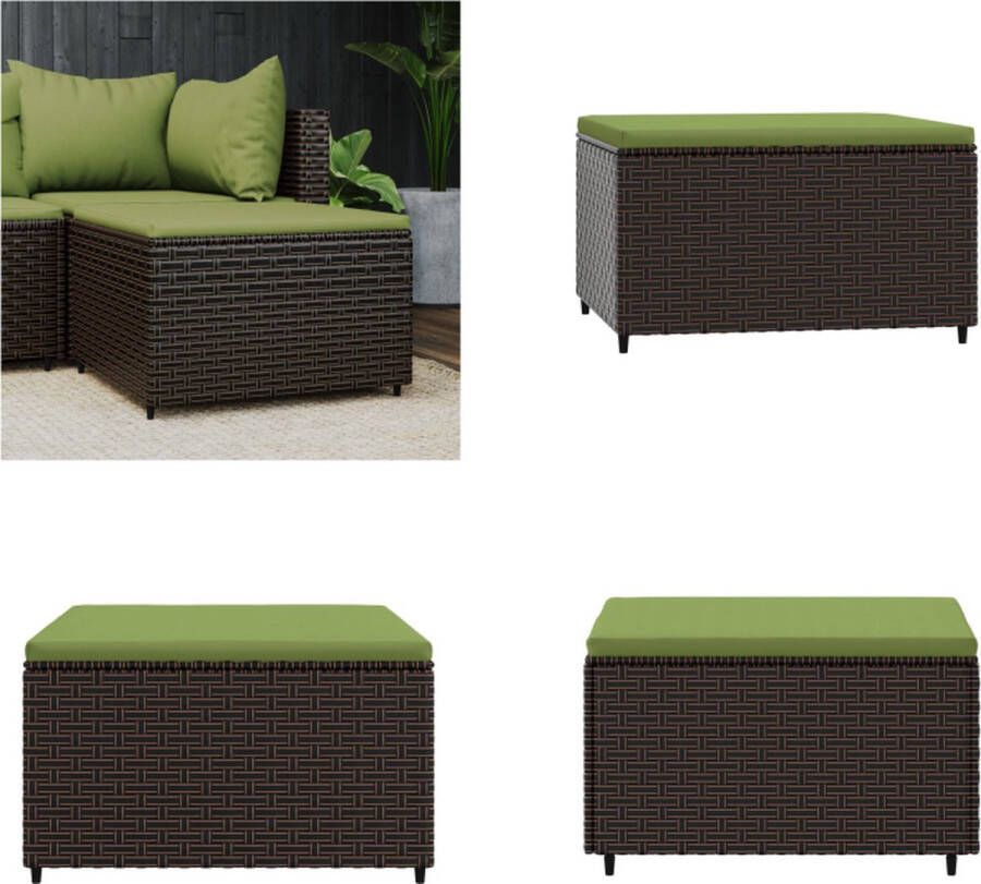 VidaXL Voetensteun met kussen poly rattan bruin Voetensteun Voetsteunen Voetbank Voetenbank