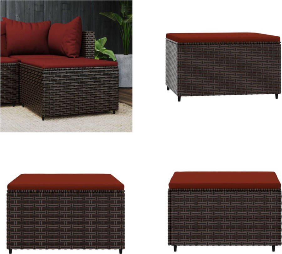 VidaXL Voetensteun met kussen poly rattan bruin Voetensteun Voetsteunen Voetbank Voetenbank