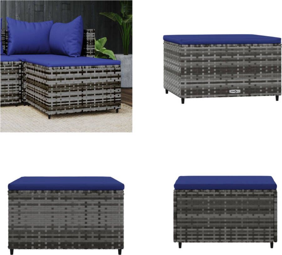 VidaXL Voetensteun met kussen poly rattan grijs Voetensteun Voetsteunen Voetbank Voetenbank