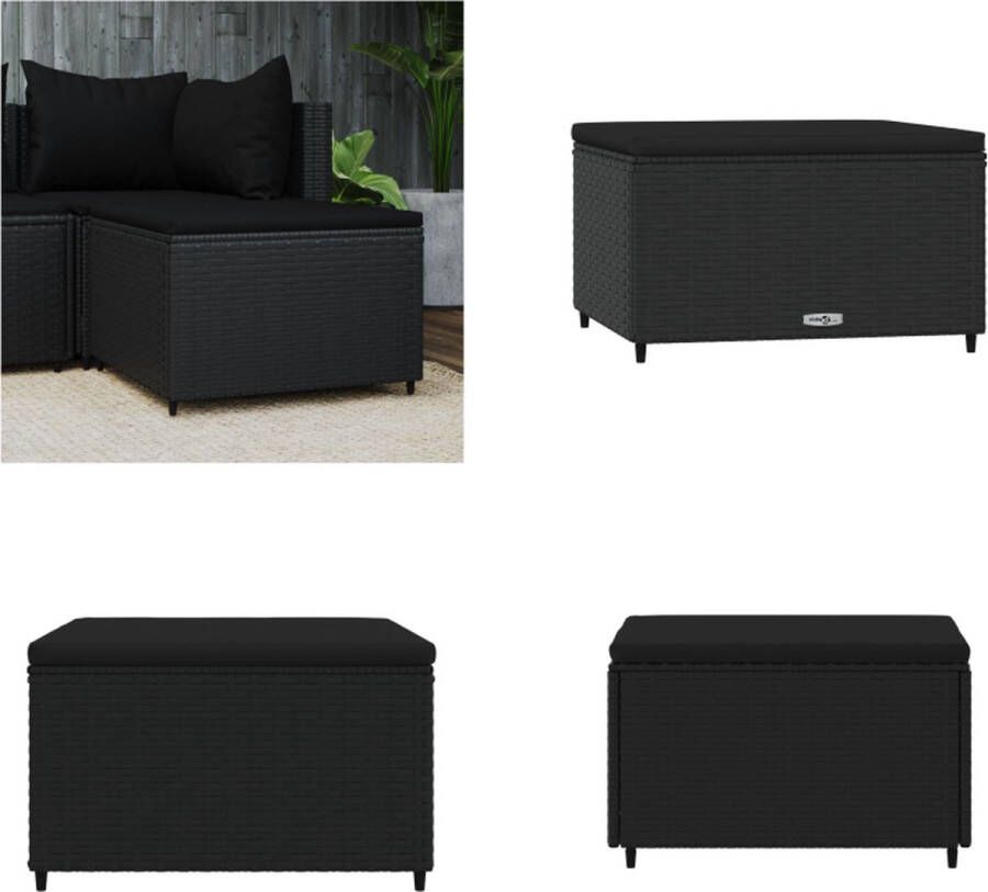 VidaXL Voetensteun met kussen poly rattan zwart Voetensteun Voetsteunen Voetbank Voetenbank