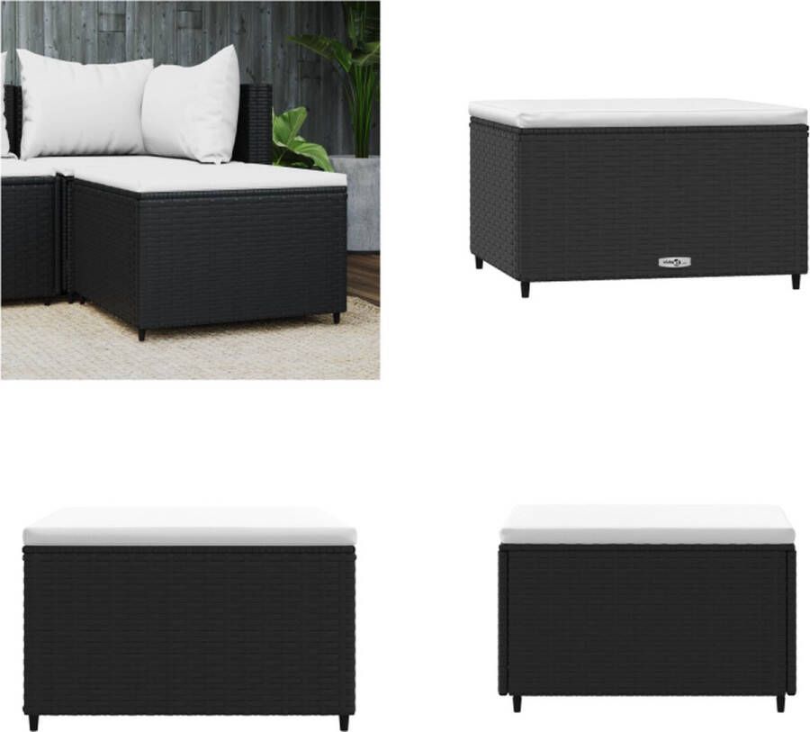 VidaXL Voetensteun met kussen poly rattan zwart Voetensteun Voetsteunen Voetbank Voetenbank