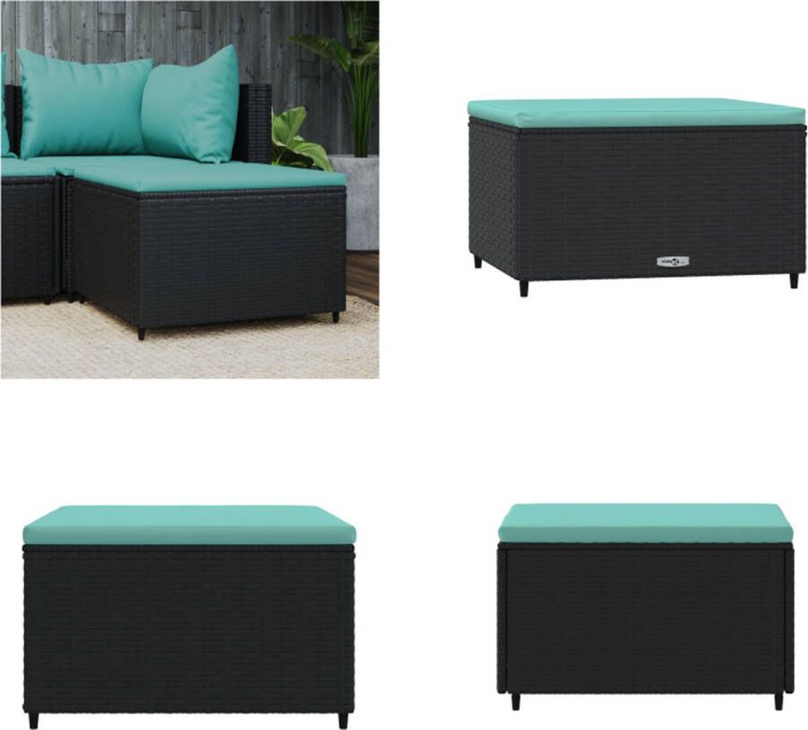 VidaXL Voetensteun met kussen poly rattan zwart Voetensteun Voetsteunen Voetbank Voetenbank