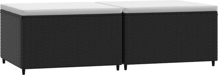 VidaXL Voetensteunen Set van 2 Poly Rattan Zwart Voetenbanken Tuinset Lounge Set Buitenleven Terrasdecoratie Tuinstoelen Relaxstoel