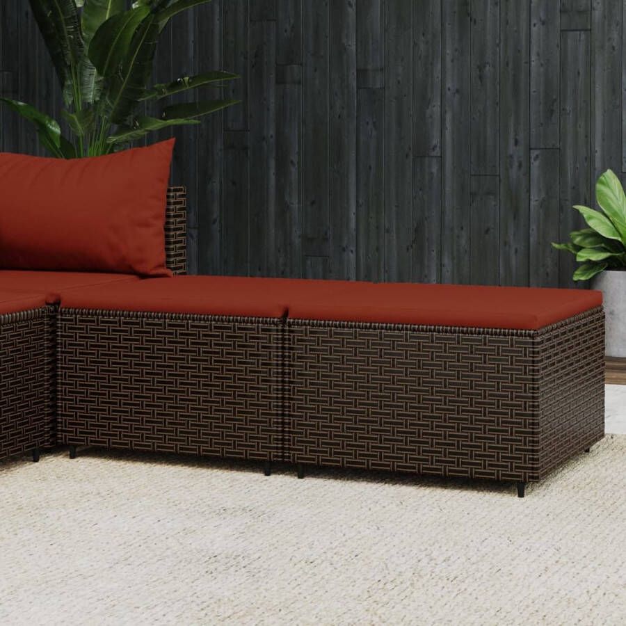 VidaXL Voetensteunen met kussens Poly Rattan Voetenbank Tuinset Lounge Set Outdoor Furniture Tuinmeubel Patioset Relaxfauteuil Rustplekje - Foto 3