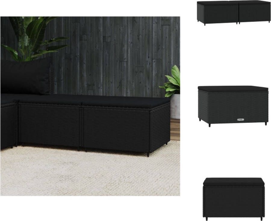 vidaXL voetensteunen zwart 55 x 55 x 31 cm weerbestendig PE-rattan stevig frame modulair ontwerp comfortabel zitkussen verstelbare poten Poef