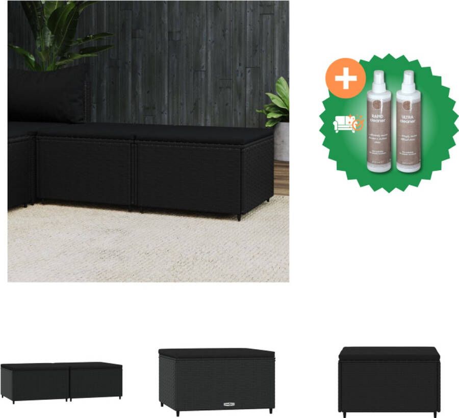 VidaXL voetensteunen zwart 55 x 55 x 31 cm weerbestendig PE-rattan stevig frame modulair ontwerp comfortabel zitkussen verstelbare poten Poef Inclusief Onderhoudsset