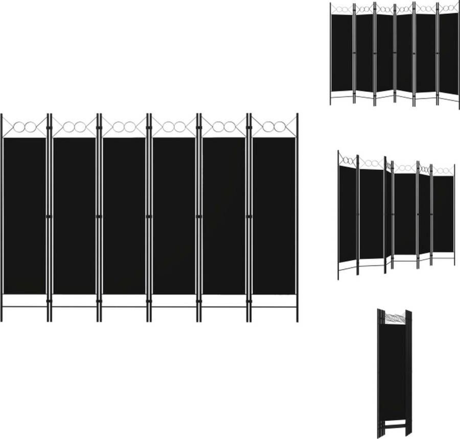 VidaXL Scheidingswand Scheidingswanden Ruimteverdeler Ruimteverdelers Kamerscherm met 6 panelen 240x180 cm zwart