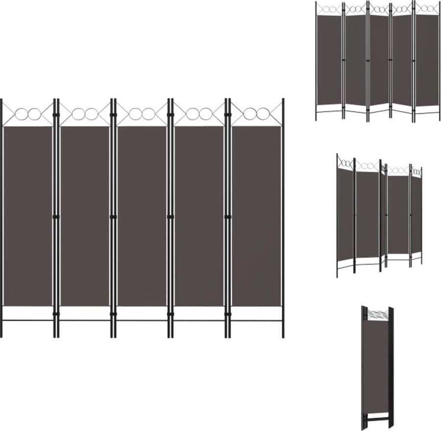 VidaXL Vrijstaande Ruimteverdeler 200 x 180 cm Antraciet Stof IJzer Kamerscherm