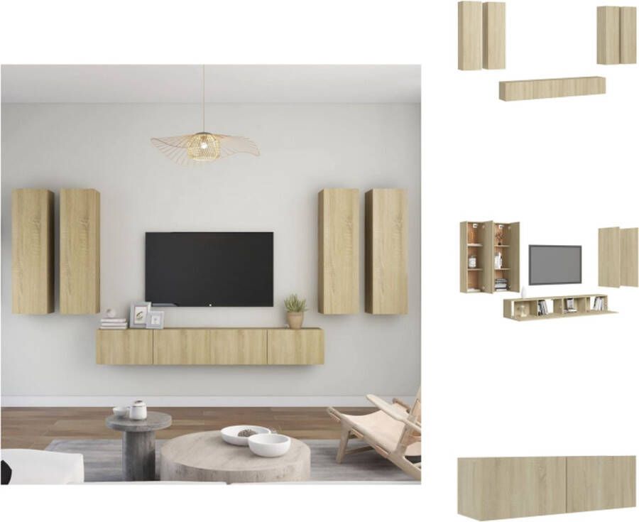 VidaXL Wand-TV Meubelset Sonoma Eiken 4x 30.5 x 30 x 110 cm + 2x 100 x 30 x 30 cm Kast