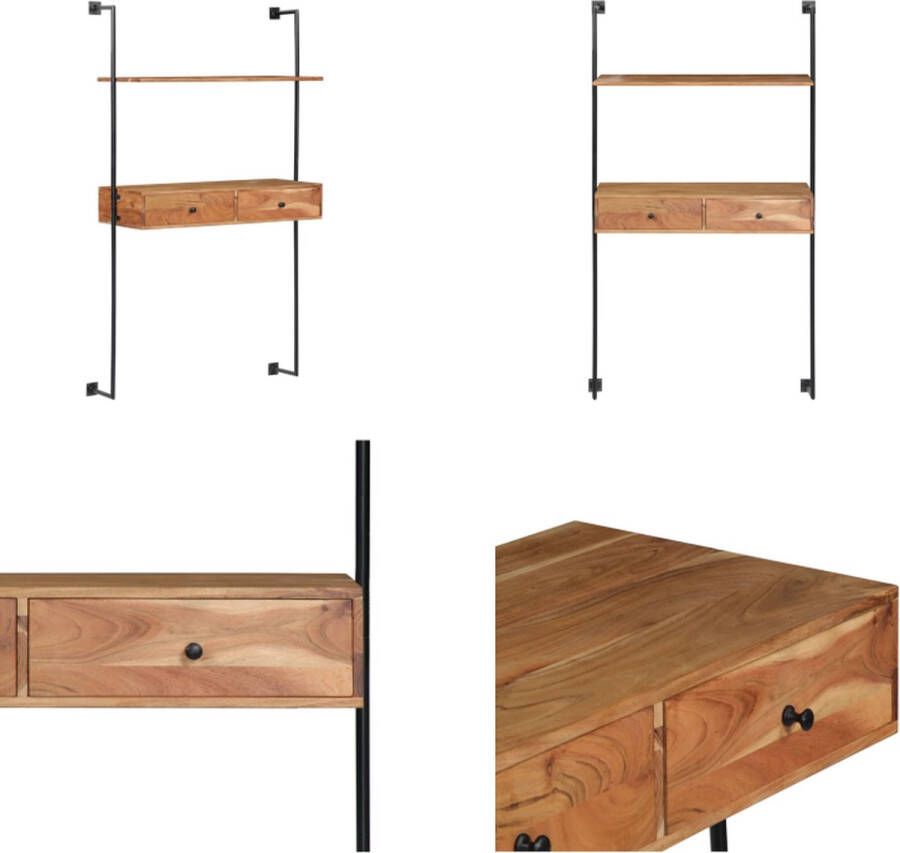 VidaXL Wandbureau 90x40x170 cm massief acaciahout Wandbureau Wandbureaus Bureau Wandtafel