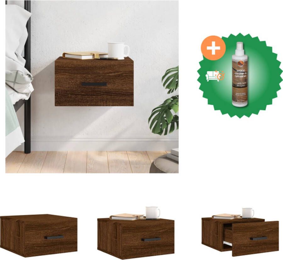 VidaXL Wandgemonteerd nachtkastje 35 x 35 x 20 cm Bruineiken Kast Inclusief Houtreiniger en verfrisser