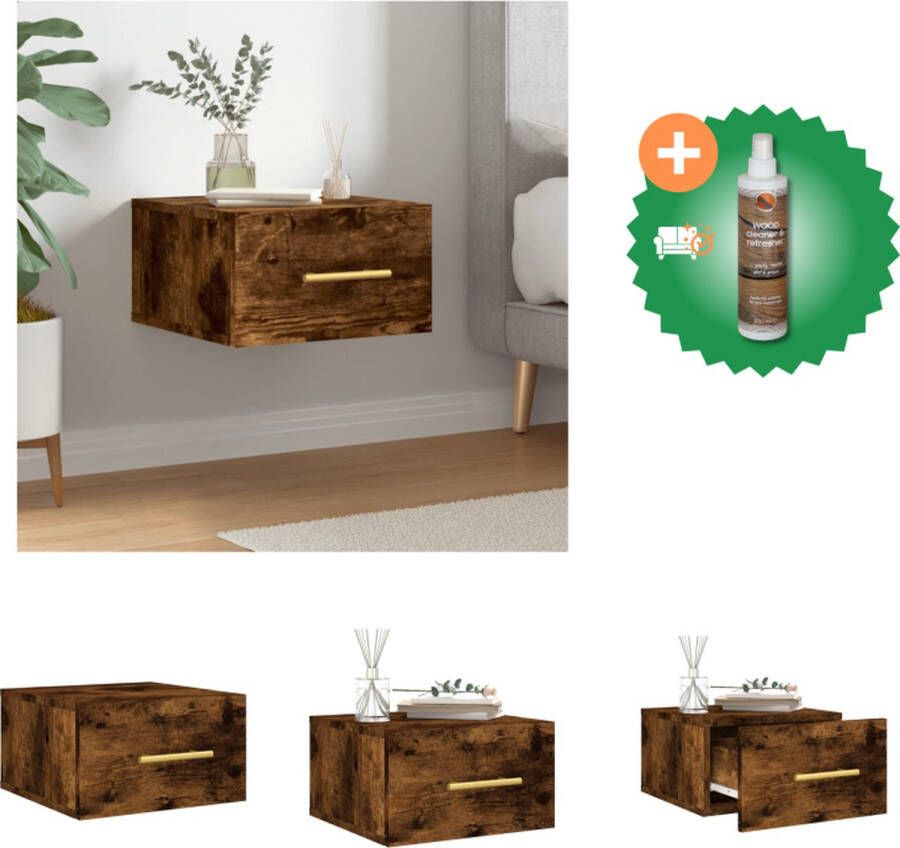 VidaXL Nachtkastje wandgemonteerd 35x35x20 cm gerookt eikenkleurig Kast Inclusief Houtreiniger en verfrisser - Foto 2