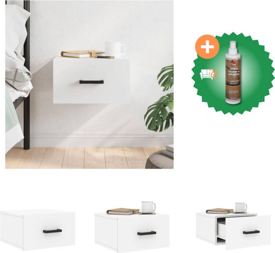 VidaXL Wandgemonteerd Nachtkastje Decoratieve toevoeging 35 x 35 x 20 cm Duurzaam bewerkt hout Kast Inclusief Houtreiniger en verfrisser - Foto 2