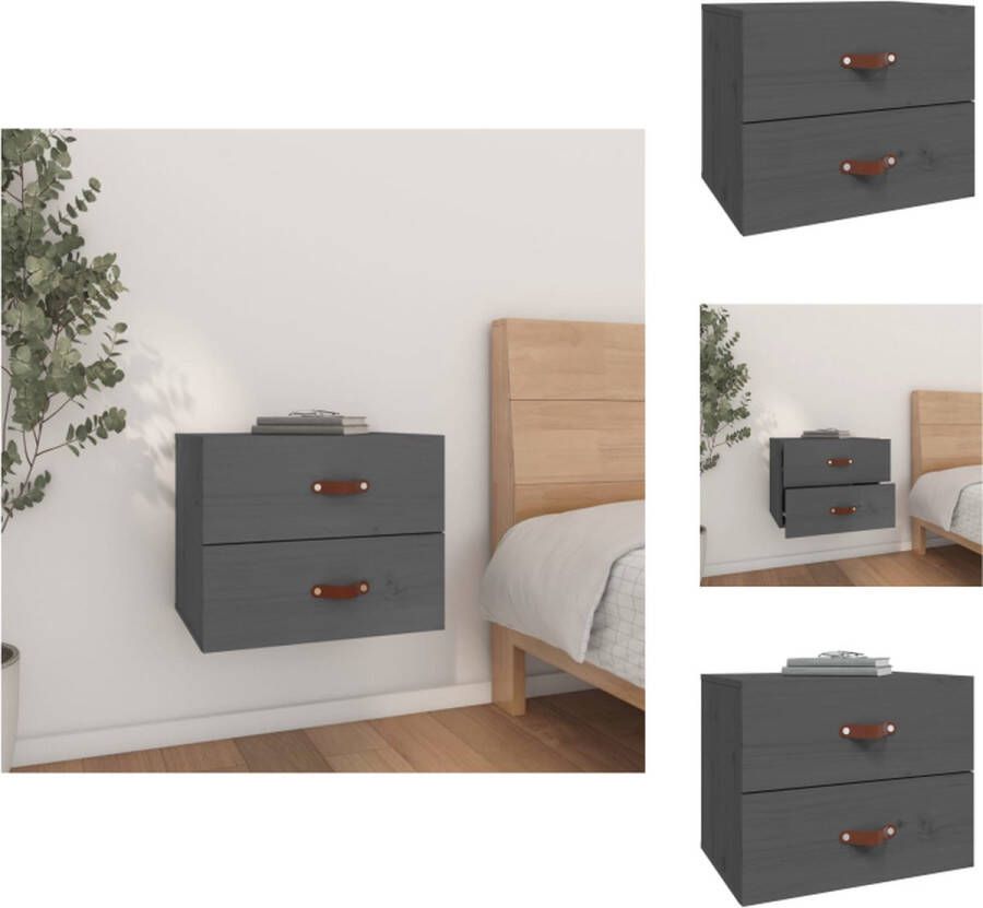 VidaXL Wandnachtkastje Wandnachtkastjes Wandgemonteerd Nachtkastje Wandgemonteerd Bedkastje Nachtkastje wandgemonteerd 50x36x40 cm grijs - Foto 2